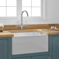 Butler & Rose Ceramic Fireclay Belfast Traditional Kitchen Sink with Weir Overflow - 595 x 455mm