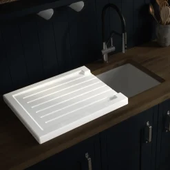 Butler & Rose Ceramic Fireclay Grooved Sink Drainer - 545 x 467mm