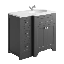 Butler & Rose Charlotte 900mm Right Hand Corner Floorstanding Vanity Unit & Minerva® Worktop