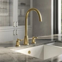 Butler & Rose Daphne 3 Hole Curved Spout Kitchen Mixer Tap with Lever Handles