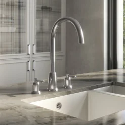 Butler & Rose Daphne 3 Hole Curved Spout Kitchen Mixer Tap with Lever Handles