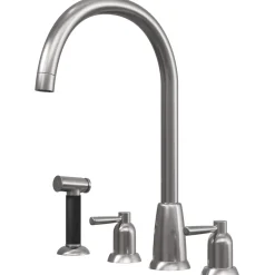 Butler & Rose Daphne 4 Hole Curved Spout Kitchen Mixer Tap with Lever Handles & Pull-Out Rinse
