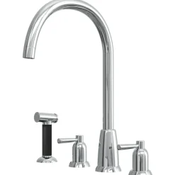 Butler & Rose Daphne 4 Hole Curved Spout Kitchen Mixer Tap with Lever Handles & Pull-Out Rinse