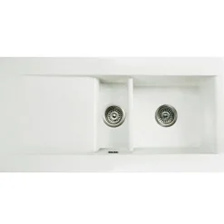 Butler & Rose Dream 1.5 Bowl White Ceramic Fireclay Kitchen Sink with Reversible Drainer & Waste Kit - 1010mm x 510mm