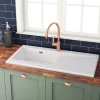 Butler & Rose Dream White Ceramic Fireclay Single Bowl Kitchen Sink with Reversible Drainer & Waste Kit - 1010mm x 510mm