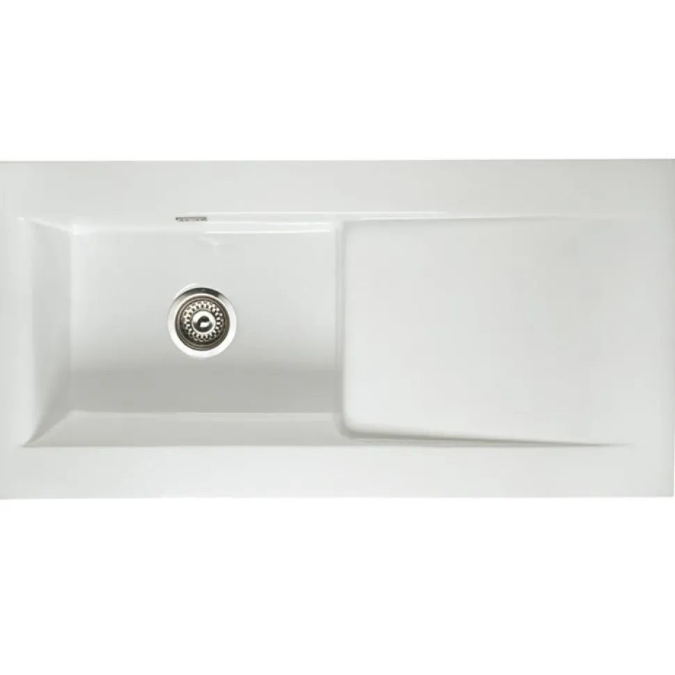 Butler & Rose Dream White Ceramic Fireclay Single Bowl Kitchen Sink with Reversible Drainer & Waste Kit - 1010mm x 510mm