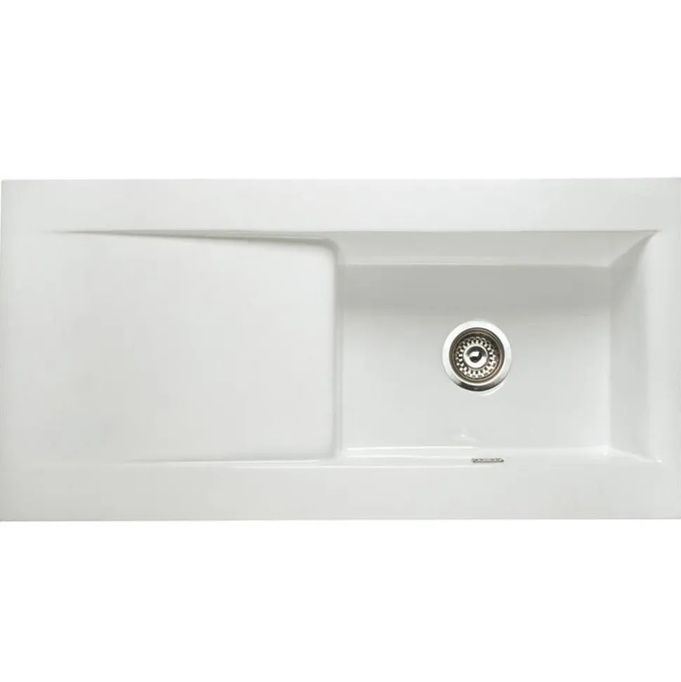 Butler & Rose Dream White Ceramic Fireclay Single Bowl Kitchen Sink with Reversible Drainer & Waste Kit - 1010mm x 510mm