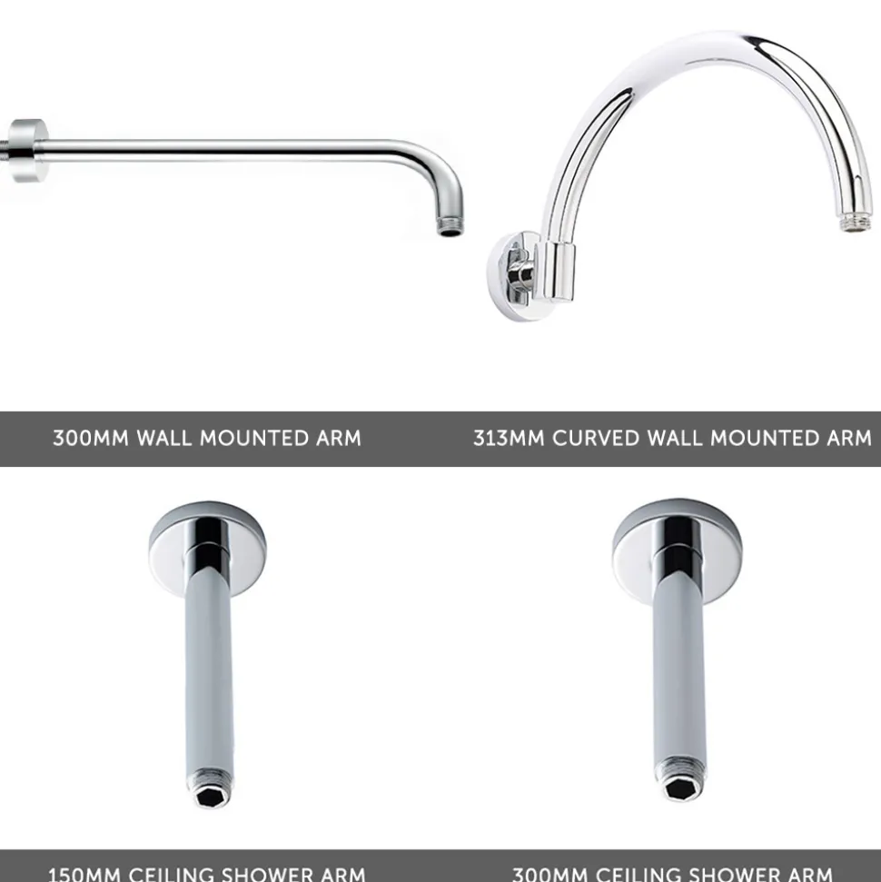 Butler & Rose Edith Concealed Shower Valve, Fixed Shower Head & Slide Rail Kit