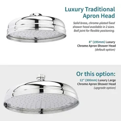 Butler & Rose Edith Concealed Shower Valve, Fixed Shower Head & Slide Rail Kit