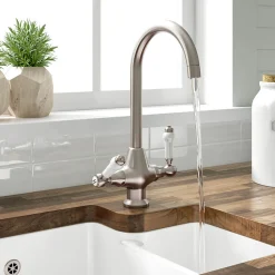 Butler & Rose Elizabeth Traditional Mono Kitchen Mixer - Brushed Nickel