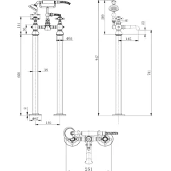 Butler & Rose Eliza Crosshead Freestanding Bath Shower Mixer Tap