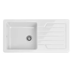 Butler & Rose Farmhouse 1 Bowl White Ceramic Kitchen Sink with Reversible Drainer - 1000 x 500mm