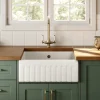 Butler & Rose Fluted Ceramic Fireclay Belfast / Butler Kitchen Sink - 595 x 450mm