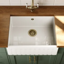 Butler & Rose Fluted Ceramic Fireclay Belfast / Butler Kitchen Sink - 595 x 450mm
