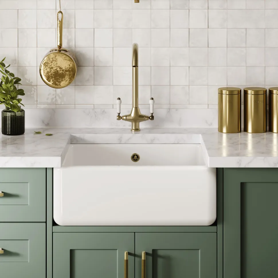 Butler & Rose Heavy Duty Belfast / Butler Ceramic Fireclay Kitchen Sink - 595 x 450mm