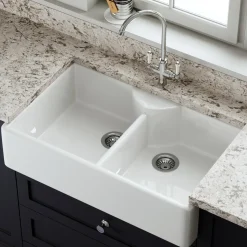 Butler & Rose Large Double Belfast / Butler Ceramic Fireclay Kitchen Sink - 895 x 550mm