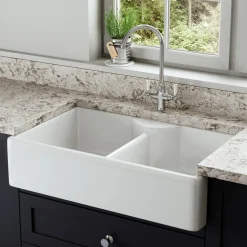 Butler & Rose Large Double Belfast / Butler Ceramic Fireclay Kitchen Sink - 895 x 550mm