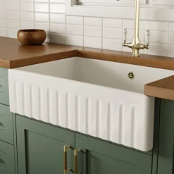 Butler & Rose Large Fluted Ceramic Fireclay Belfast / Butler Kitchen Sink - 795 x 500mm