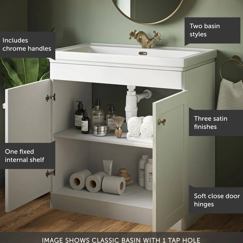 Butler & Rose Ophelia 800mm Floorstanding 2 Door Vanity Unit & Basin