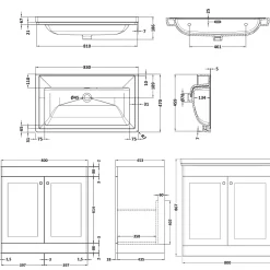Butler & Rose Ophelia 800mm Floorstanding 2 Door Vanity Unit & Basin