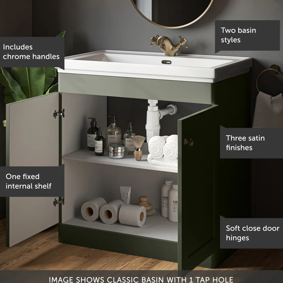 Butler & Rose Ophelia 800mm Floorstanding 2 Door Vanity Unit & Basin