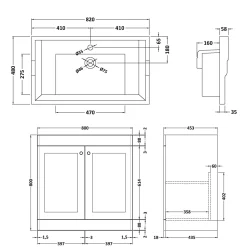 Butler & Rose Ophelia 800mm Floorstanding 2 Door Vanity Unit & Basin