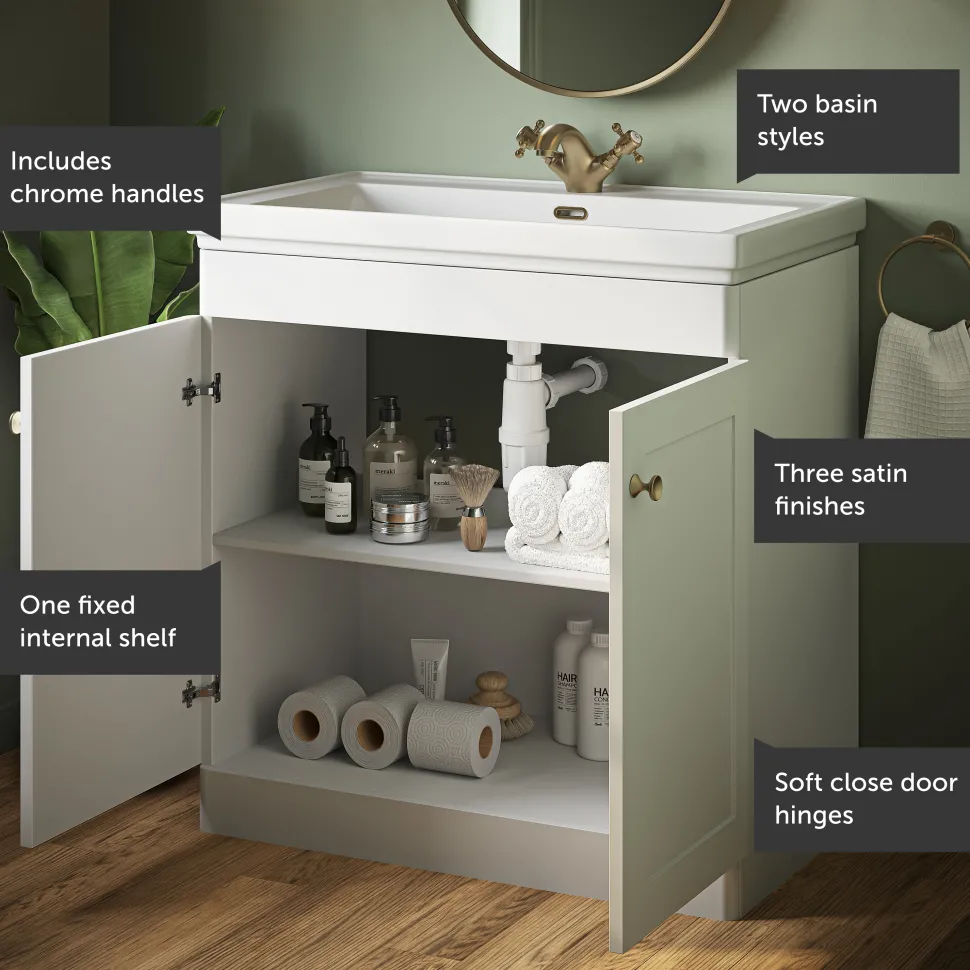 Butler & Rose Ophelia 800mm Floorstanding 2 Door Vanity Unit & Basin