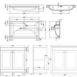 Butler & Rose Ophelia 800mm Floorstanding 2 Door Vanity Unit & Basin