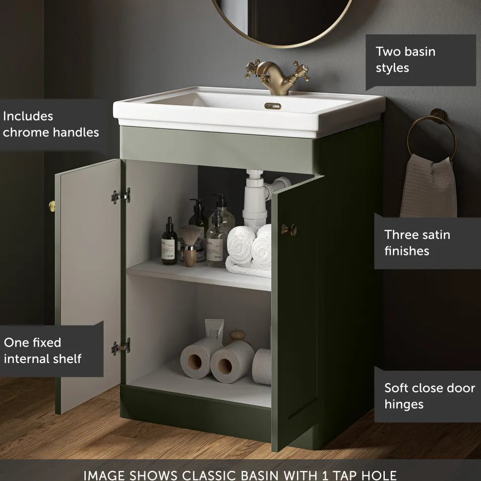 Butler & Rose Ophelia 600mm Floorstanding 2 Door Vanity Unit & Basin
