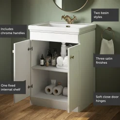 Butler & Rose Ophelia 600mm Floorstanding 2 Door Vanity Unit & Basin