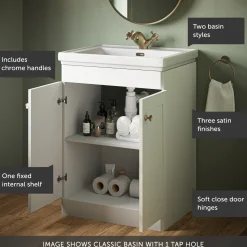 Butler & Rose Ophelia 600mm Floorstanding 2 Door Vanity Unit & Basin