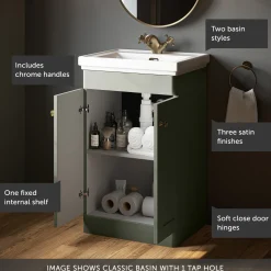 Butler & Rose Ophelia 500mm Floorstanding 2 Door Vanity Unit & Basin