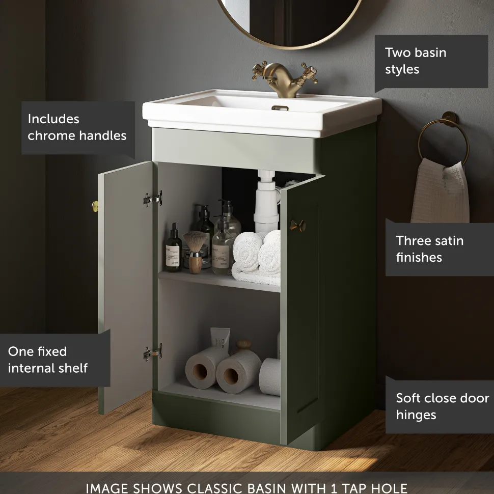 Butler & Rose Ophelia 500mm Floorstanding 2 Door Vanity Unit & Basin