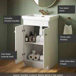 Butler & Rose Ophelia 500mm Floorstanding 2 Door Vanity Unit & Basin