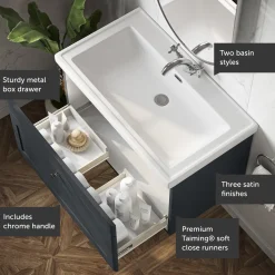 Butler & Rose Ophelia 800mm Wall Mounted 1 Drawer Vanity Unit & Basin