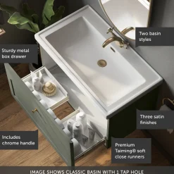 Butler & Rose Ophelia 800mm Wall Mounted 1 Drawer Vanity Unit & Basin