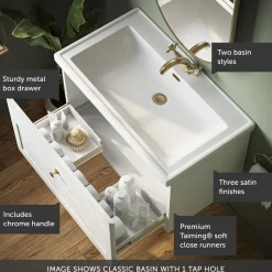 Butler & Rose Ophelia 800mm Wall Mounted 1 Drawer Vanity Unit & Basin