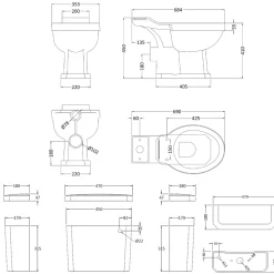 Butler & Rose Ophelia Traditional Toilet & 500mm Wall Hung Vanity Unit Bathroom Suite