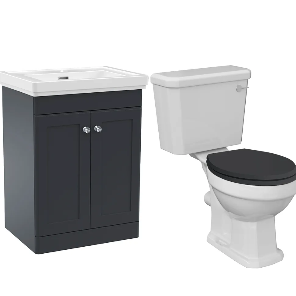 Butler & Rose Ophelia Traditional Toilet & 600mm Floorstanding Vanity Unit Bathroom Suite