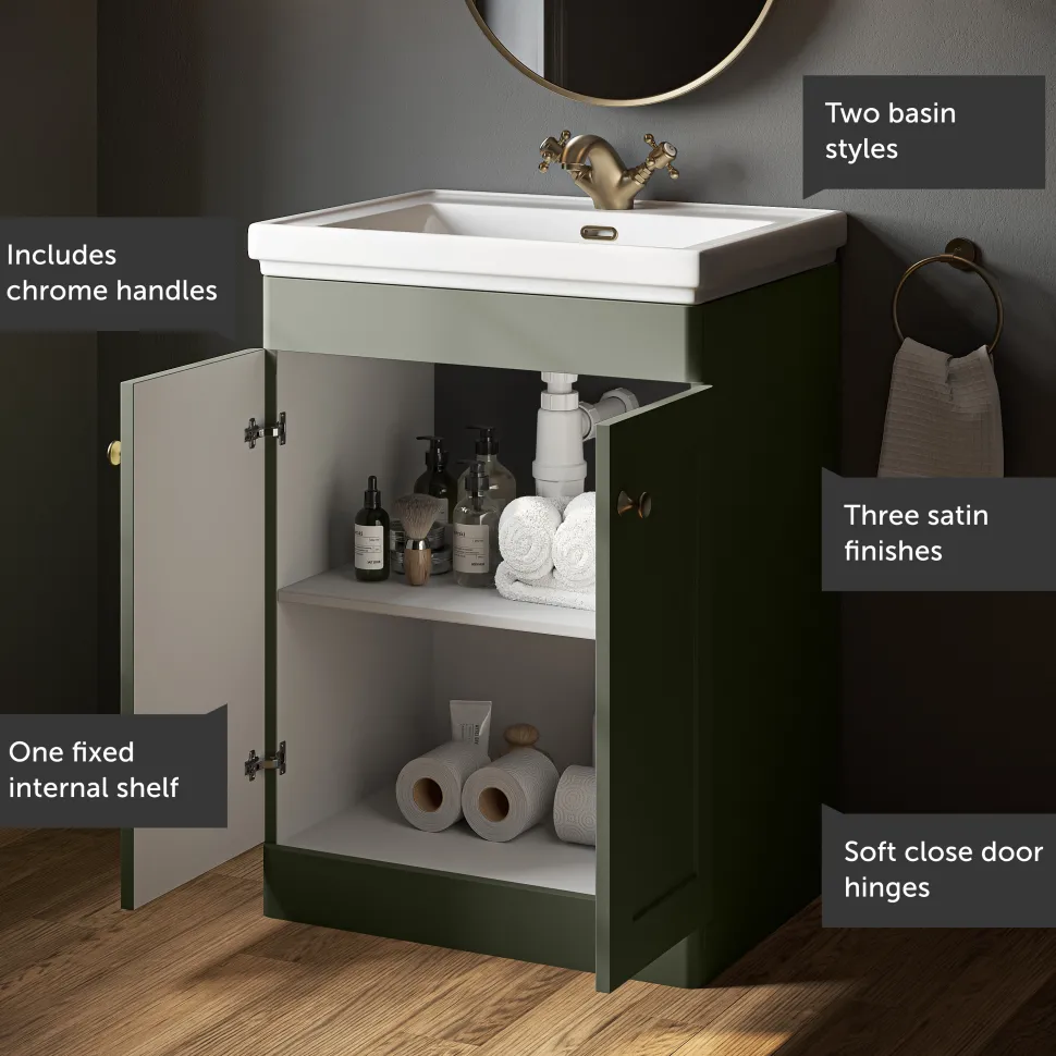 Butler & Rose Ophelia Traditional Toilet & 600mm Floorstanding Vanity Unit Bathroom Suite