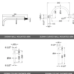 Butler & Rose Victoria 300mm Traditional Fixed Apron Shower Head & Arm