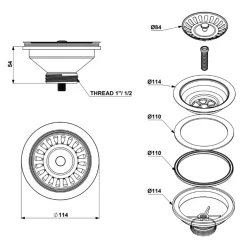 Butler & Rose Weir 90mm Kitchen Sink Strainer Waste