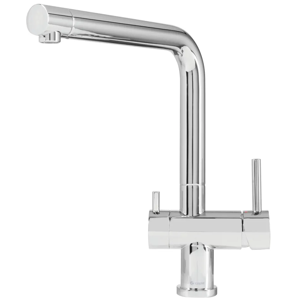 Caple Atmore Puriti Twin Lever Mono Kitchen Mixer & Cold Filtered Water Tap - Chrome