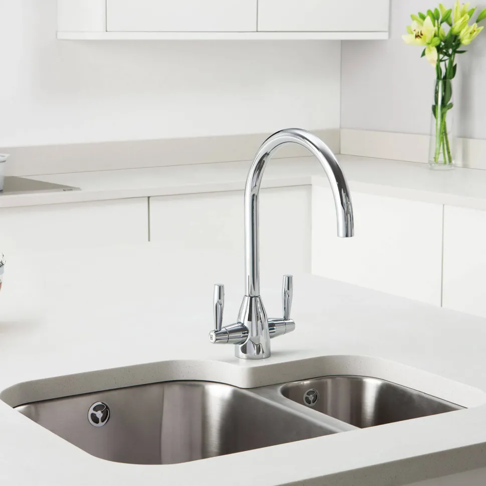 Caple Avel Twin Lever Mono Kitchen Mixer - Chrome