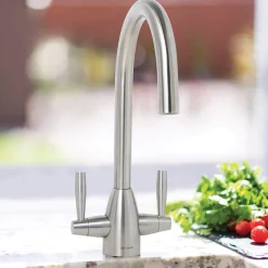 Caple Avel Twin Lever Mono Kitchen Mixer - Stainless Steel