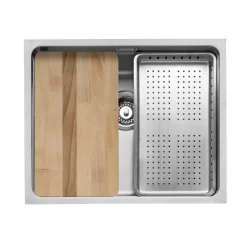 Caple Axle 1 Bowl Inset or Undermount Stainless Steel Sink with Waste & Accessory Kit - 540 x 440mm