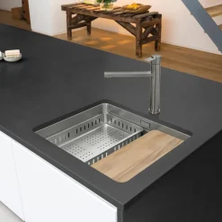 Caple Axle 1 Bowl Inset or Undermount Stainless Steel Sink with Waste & Accessory Kit - 540 x 440mm