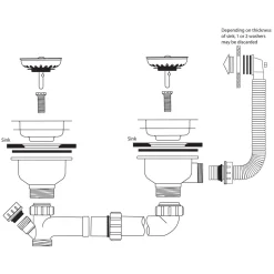 Caple Bowl Connection Kit and Stainless Steel Waste - Alternative Style