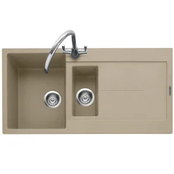 Caple Canis 1.5 Bowl Granite Composite Kitchen Sink & Waste Kit with Reversible Drainer - 1000 x 500mm