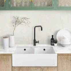 Caple Chepstow Double Bowl White Ceramic Belfast Kitchen Sink - 795 x 490mm